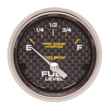 Autometer Marine Carbon Fiber 2-1/16in 240-33 Ohms Electric Fuel Level Gauge - 200760-40