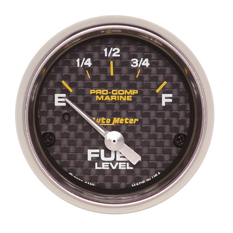 Autometer Marine Carbon Fiber 2-1/16in 240-33 Ohms Electric Fuel Level Gauge - 200760-40