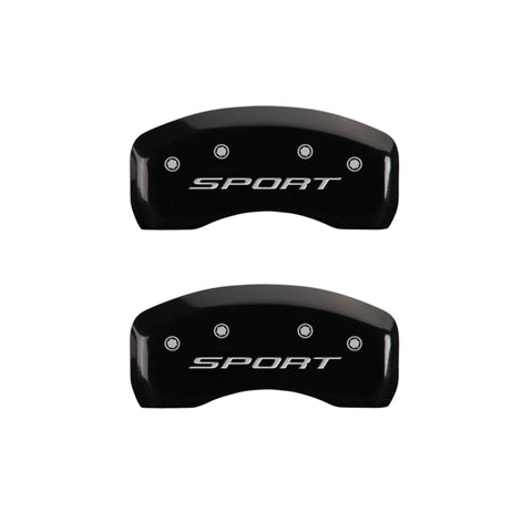 MGP 4 Caliper Covers Engraved front & Rear 2015/Sport Black finish silver ch - 10241SSPTBK