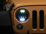 Raxiom 97-18 Jeep Wrangler TJ/JK Axial Series 13-LED Headlights- Black Housing (Clear Lens) - J150093