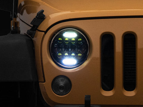 Raxiom 97-18 Jeep Wrangler TJ/JK Axial Series 13-LED Headlights- Black Housing (Clear Lens) - J150093