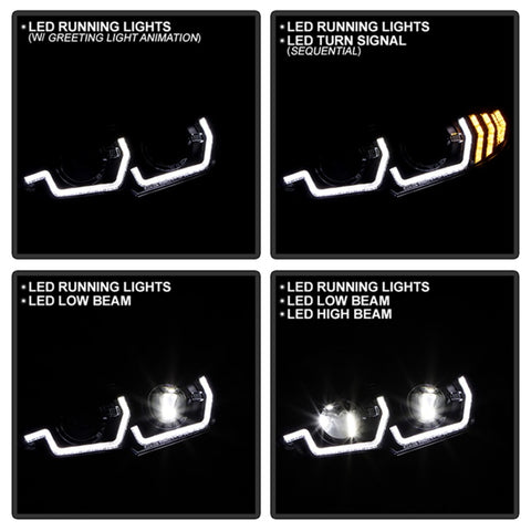 Honda Civic 16-20 LED Model High-Power LED Module Headlights - Black (PRO-YD-HC16LEDAP-SEQGR-BK) - 5088932