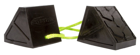 Daystar Dual Wheel Chock With 3 Foot Plasma Rope Tether - KU30010BK