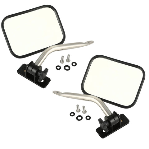 Rugged Ridge 97-18 Jeep Wrangler Stainless Steel Rectangular Quick Release Mirrors - 11026.12