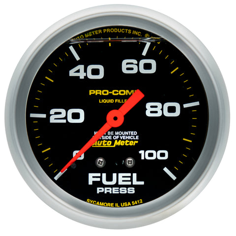 Autometer Liquid Filled Mechanical 2-5/8inch 100 PSI Fuel Pressure Gauge - 5412
