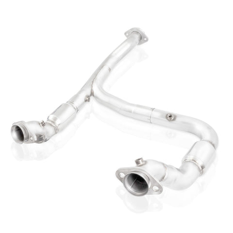 Stainless Works 2015-16 F150 2.7L Downpipe 3in High-Flow Cats Y-Pipe Factory Connection - FT15ECODPCAT