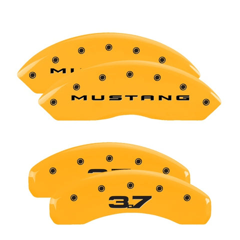 MGP 4 Caliper Covers Engraved Front 2015/Mustang Engraved Rear 2015/37 Red finish silver ch - 10204SM32RD
