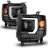 ANZO 2014-2015 GMC Sierra 1500HD Projector Plank Style Headlight Black W/ DRL - 111450