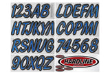Hardline Boat Lettering Registration Kit 3 in. - 400 Blue/Black - BLBKG400