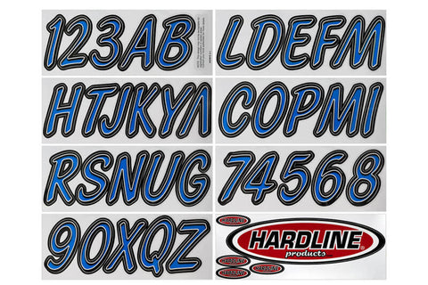 Hardline Boat Lettering Registration Kit 3 in. - 400 Blue/Black - BLBKG400