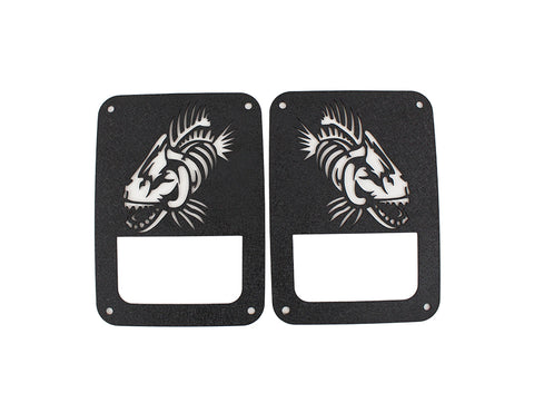 Fishbone Offroad 07-18 Jeep Wrangler JK - Black Textured Powdercoat Tail Light Covers - FB31043