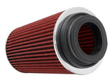 K&N Universal Air Filter Chrome Round Tapered Red -4in Flange ID x 1.125in Flange Length x 5.5in H - RG-1002RD-L