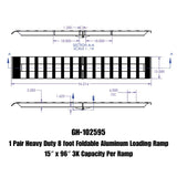 Gen-Y Heavy-Duty 8ft Aluminum Foldable Loading Ramps 15in x 96in 3K Capacity Per Ramp - Pair - GH-102595