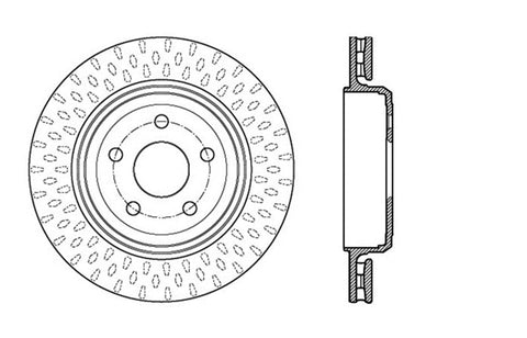 StopTech 12-15 Jeep Cherokee SRT8 Sport Slotted & Drilled Rear Passenger Side Rotor - 127.58009R