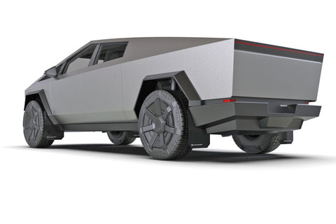 Rally Armor 24-26 Tesla Cybertruck Black UR Mud Flap Metallic Black Logo - MF112-UR-BLK-MBK