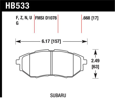 Hawk 2006-2007 Subaru B9 Tribeca Limited HPS 5.0 Front Brake Pads - HB533B.668