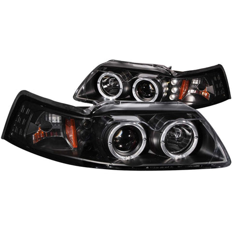 ANZO 1999-2004 Ford Mustang Projector Headlights Black G2 (Dual Projector) - 121303