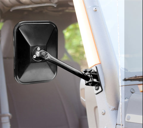 Rugged Ridge 97-18 TJ JK Black Rectangular Quick Release Mirrors - 11025.12