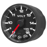 AutoMeter Gauge Voltmeter 2-1/16in. 16V Stepper Motor W/Peak & Warn Blk/Blk Spek-Pro - P344328