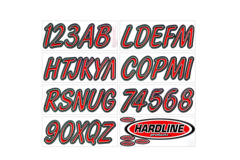 Hardline Boat Lettering Registration Kit 3 in. - 400 Red/Black - REBKG400