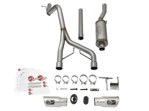 aFe Rebel Series CB 2.5in Dual Center Exit SS Exhaust w/ Polish Tip 07-15 Jeep Wrangler 3.6L/3.8L V6 - 49-48056-P