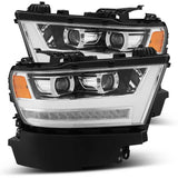 AlphaRex 19-20 Dodge Ram 1500 LUXX LED Proj Headlights Plank Chrome w/Activ Light/Seq Signal/DRL - 880544