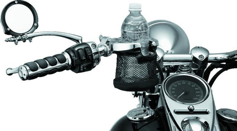 Kuryakyn Drink Holder with Mesh Basket 1 inch Clamp Chrome - 1422