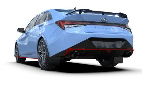 Rally Armor 22-23 Hyundai Elantra N & N Line Black UR Mud Flap w/Light Blue Logo - MF79-UR-BLK-PBL