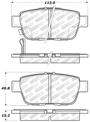 StopTech 06-14 Honda Ridgeline Street Select Rear Brake Pads - 305.11030