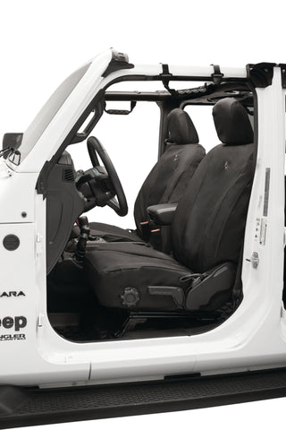Bestop 20-23 Jeep Gladiator / 18-2023 Wrangler JL 4-Door Front Seat Covers (Black Diamond) - 29290-35