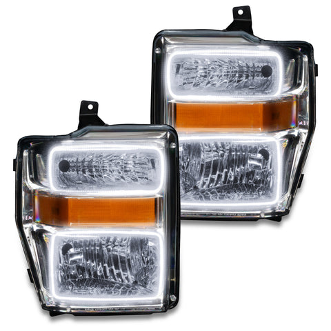 Oracle 08-10 Ford F250/350 Pre-Assembled Halo Headlights - Chrome Housing - ColorSHIFT - 7189-330