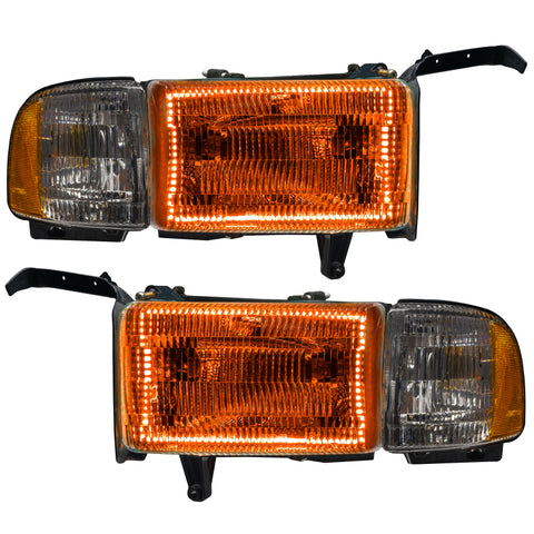Oracle 94-02 Dodge Ram Pre-Assembled Halo Headlights - ColorSHIFT w/ Simple Controller - 8167-504
