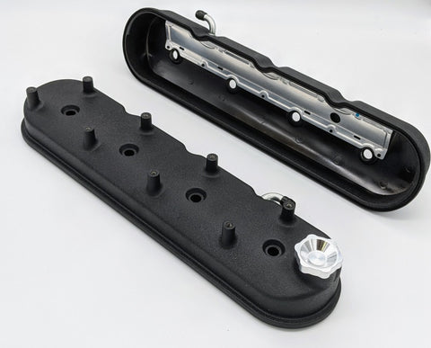 Granatelli 96-22 GM LS Tall Valve Cover w/Angled Coil Mounts - Black Wrinkle (Pair) - 640362