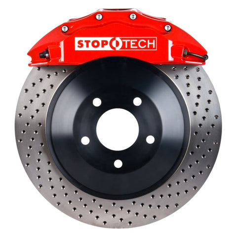 StopTech 08-13 Toyota Land Cruiser Front BBK w/ Red ST-65 Calipers Drilled 380x35mm Rotor - 82.874.6D00.72