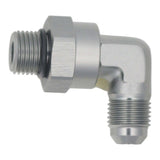 DeatschWerks 6AN ORB Male Swivel to 90-Degree 6AN Male Flare - Anodized DW Titanium - 6-02-0414