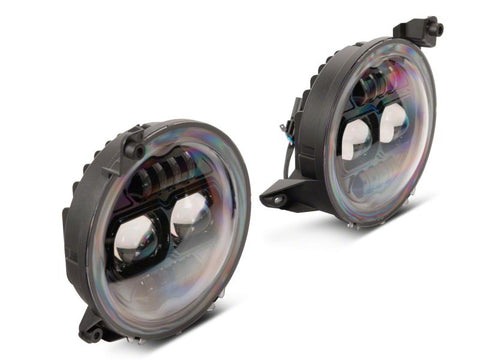 Raxiom 18-23 Jeep Wrangler JL Axial Series 9-In Angel Eye LED Headlights- Blk Housing (Clear Lens) - J171705