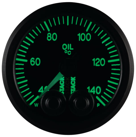 Autometer Stack 52mm 40-140 Deg C 1/8in NPTF Male Pro-Control Oil Temp Gauge - Black - ST3509