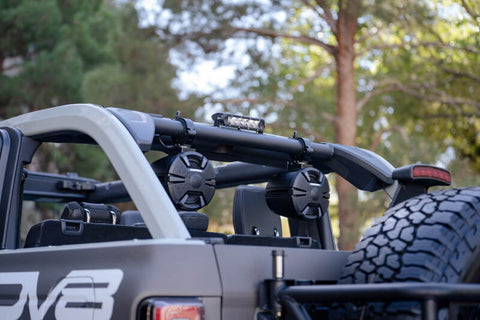 DV8 Offroad 21-22 Ford Bronco 4dr Rear Speaker & Light Mount Bar - BRSB-01
