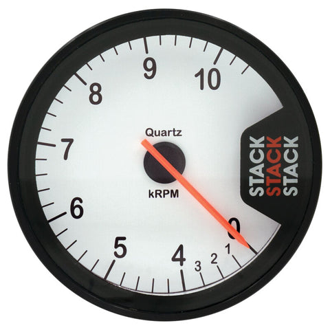 Autometer Stack Clubman Tachometer 80mm 0-10K RPM - White - ST200-010W
