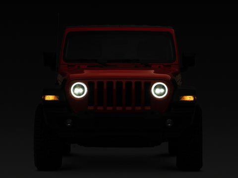 Raxiom 18-22 Jeep Wrangler JL/JT Axial Series LED Headlights- Black Housing (Clear Lens) - J133763