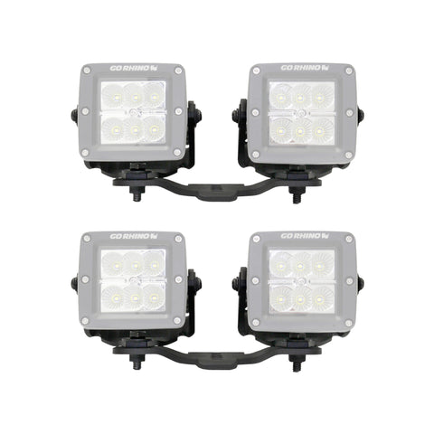 Go Rhino 18-20 Jeep Wrangler JL/JLU/Gladiator JT Light Mount - Two 3in Cubes - 731030T
