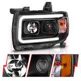 ANZO 2015+ GMC Canyon Projector Headlights w/ Plank Style Design Black w/ Amber - 111381