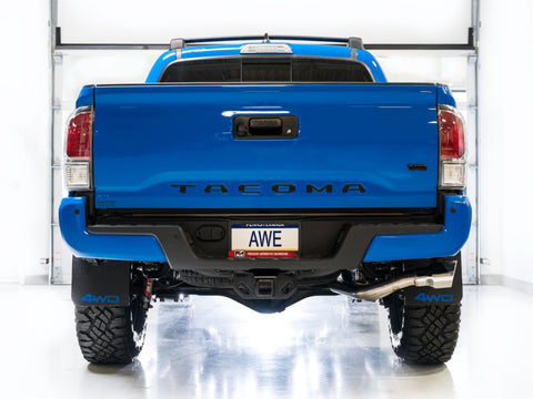 AWE Tuning 16-22 Toyota Tacoma 0FG Cat-Back Exhaust w/ BashGuard - Dual Chrome Silver Tips - 3015-32826