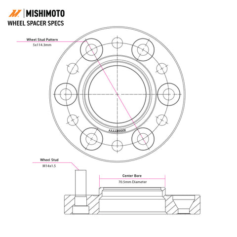Mishimoto Wheel Spacers - 5X114.3 / 70.5 / 40 / M14 - Black - MMWS-001-400BK