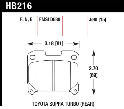 Hawk 93-98 Toyota Supra TT HPS Street Rear Brake Pads - HB216F.590