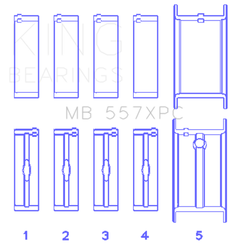 King General Motors 262/ 267/ 302/ 307/ 327/ 350 (Size STDX) pMaxBlack Coated Main Bearing Set - MB557XPCSTDX