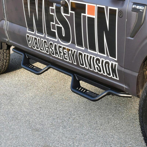 Westin 15-22 Ford F-150 SuperCrew / 17-22 F-250/350 Crew Cab Outlaw Nerf Step Bars - Textured Black - 20-13945