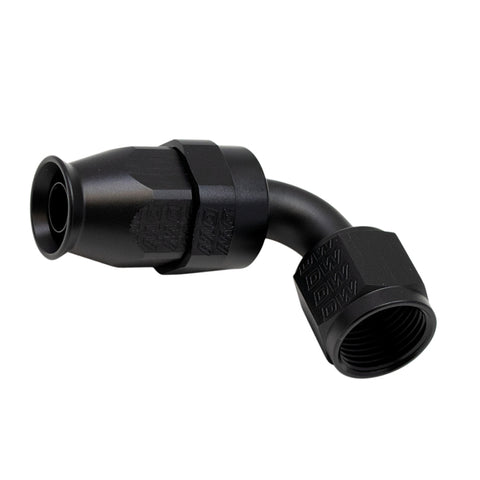 DeatschWerks 8AN Female Swivel 90-Degree Hose End PTFE (Incl 1 Olive Insert) - Anodized Matte Black - 6-02-0856-B