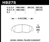 Hawk 97-99 Acura CL / 93-02 Honda Accord Coupe DX/EX/LX/96-10 Civic Coupe EX DTC-60 Race Brake Pads - HB275G.620
