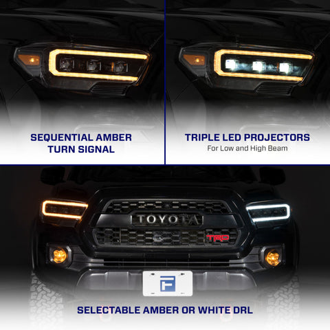 Form Lighting 2016-2023 Toyota Tacoma LED Projector Headlights with Selectable DRL (Pair) - FL0001